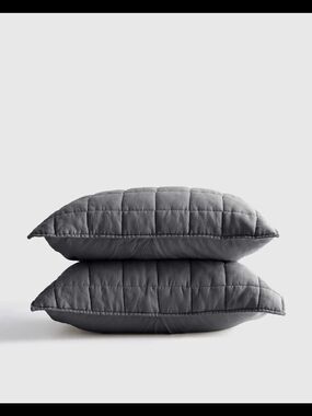 Quince European Linen Box Quilted Sham Set - Standard - Nightfall